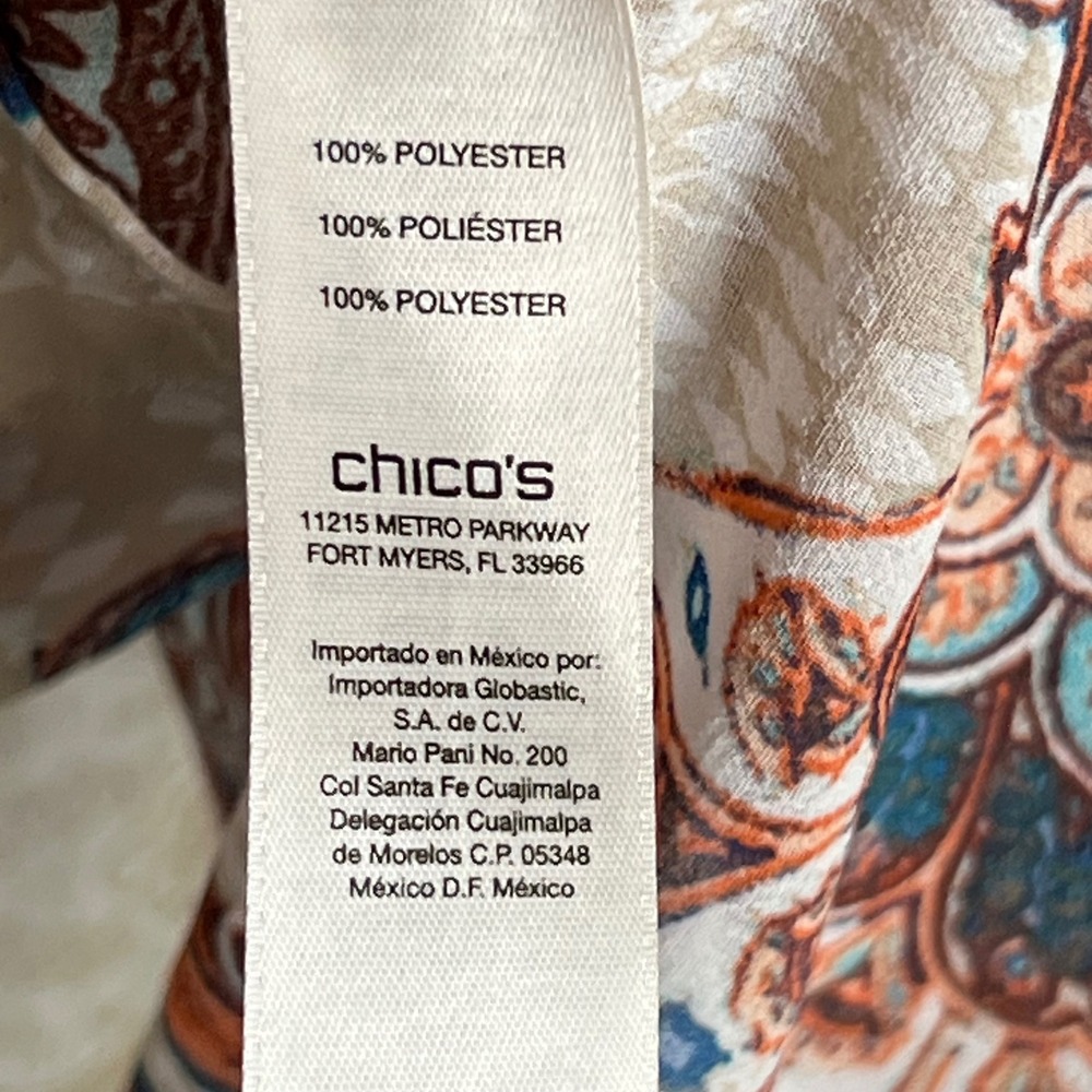 Chicos 1 Paisley Button Up Tunic Blouse Shirt Top Sheer Boho Artsy Boho Layering - Picture 5 of 13